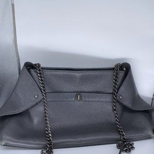 Akris Ai Gray Pebble Grain Leather Shoulder Bag